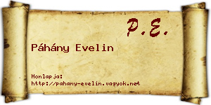 Páhány Evelin névjegykártya